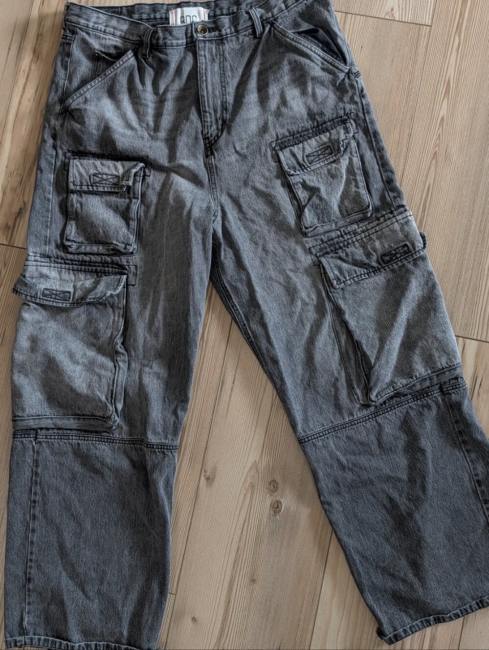 BDG Gray Washed Moto Cargo Pants - Picture 4 of 7